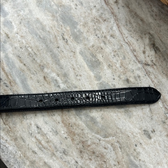Polo Ralph Lauren Mens Belt Faux Crocodile Alligator Italian Leather Black Sz36 - Picture 12 of 12